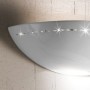 White ceramic wall light with pattern and crystal elements Ø 39 cm