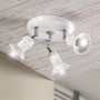 Three-light white glazed ceramic ceiling lamp with crystal details Ø 10 cm
