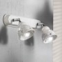 Two-light white glazed ceramic wall light with crystal elements and floral motifs Ø 10 cm