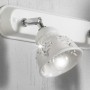 Two-light white glazed ceramic wall light with crystal elements and floral motifs Ø 10 cm