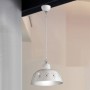 Lampadario in ceramica smaltata bianca e dettagli in cristallo stile rustico con elementi floreali Ø 30 cm