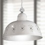 Lampadario in ceramica smaltata bianca e dettagli in cristallo stile rustico con elementi floreali Ø 30 cm