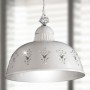 Lámpara de araña de cerámica esmaltada blanca y detalles de cristal de estilo rústico con elementos florales Ø 30 cm
