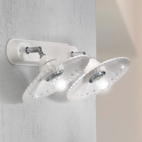 Aplique de cerámica de dos luces con elementos de cristal de estilo rústico Ø 21 cm