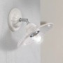 White glazed ceramic wall light with rustic style crystal elements Ø 21 cm