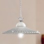 Rustic style chandelier in white glazed ceramic and crystal details Ø 28 cm