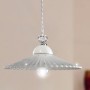 Rustikaler Kronleuchter aus weiß glasierter Keramik und Kristalldetails, Ø 28 cm