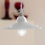 Rustic style chandelier in white glazed ceramic and crystal elements Ø 21 cm
