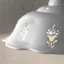 Rustic chandelier in white glazed ceramic and crystal details Ø 36.5 cm
