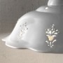 Rustikaler Kronleuchter aus weiß glasierter Keramik und Kristalldetails Ø 36,5 cm